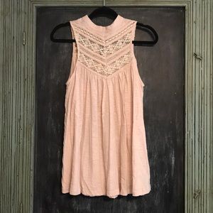 Dusty Pink Tank with Embroidered Detail